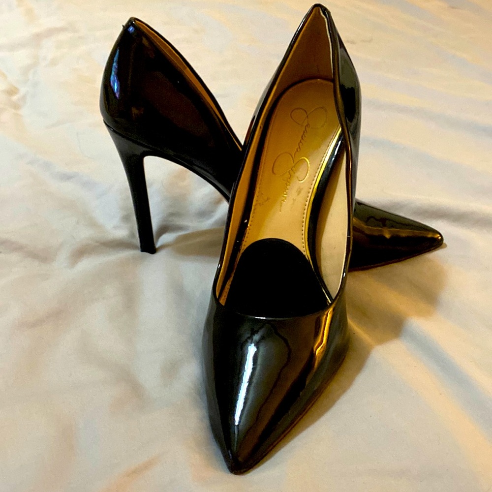 Black Patent Spike Heels